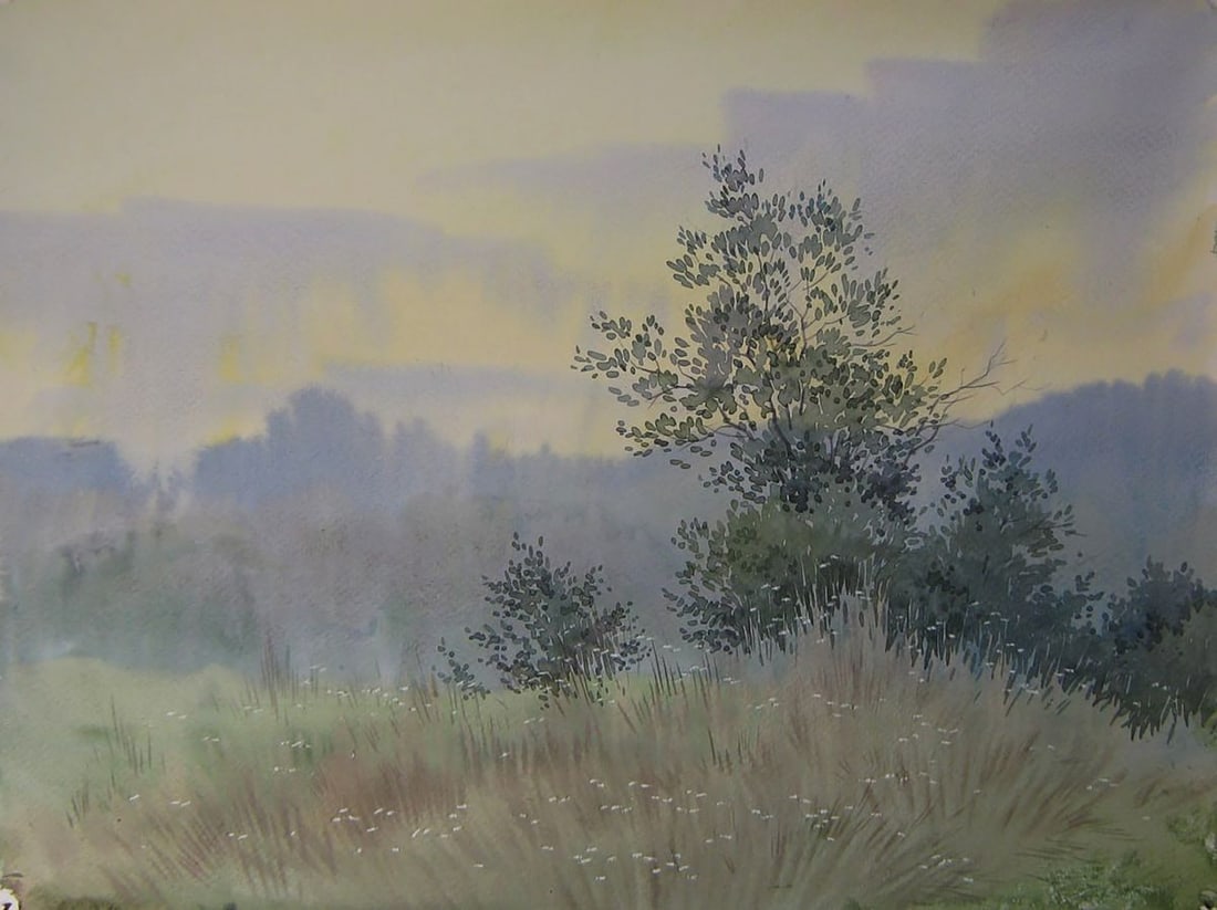 Watercolor painting Morning in nature Valery Savenets (1 of 6)
