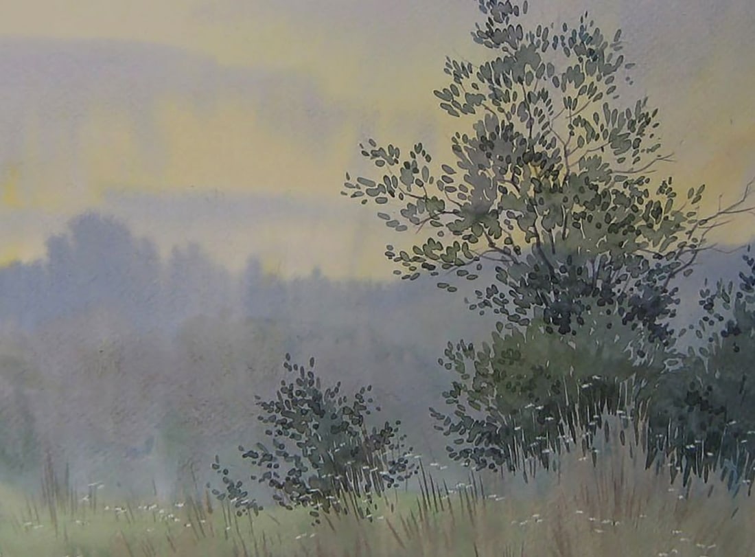 Watercolor painting Morning in nature Valery Savenets - 6