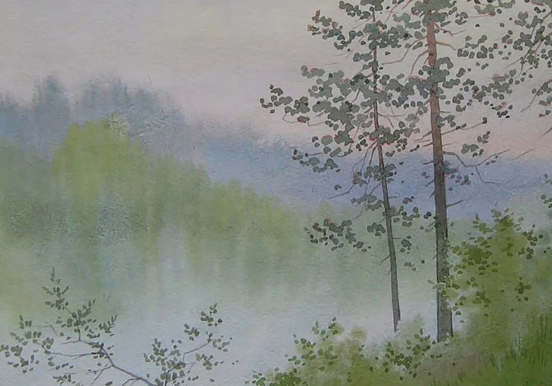 Watercolor painting Morning on the river Valery Savenets - 6