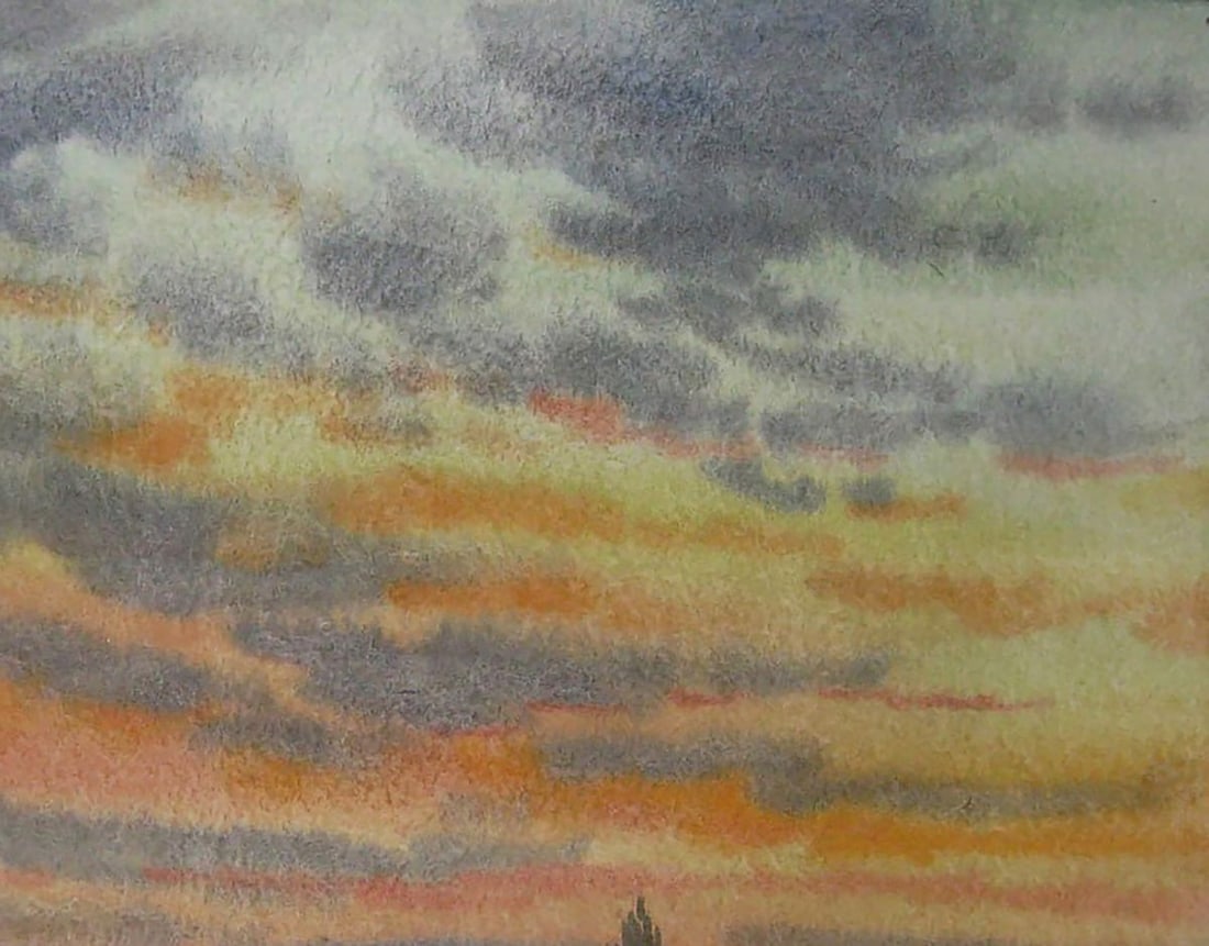 Watercolor painting Summer orange sunset Valery Savenets - 5