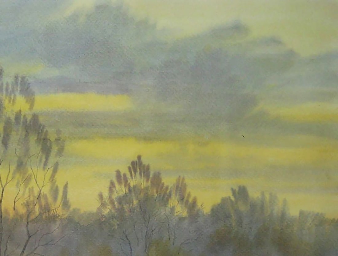 Watercolor painting The field was covered with snow Valery Savenets - 5