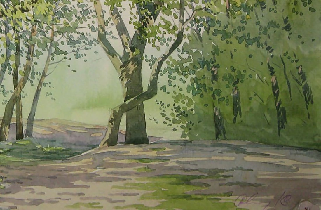 Watercolor painting In the green forest Valery Savenets - 2