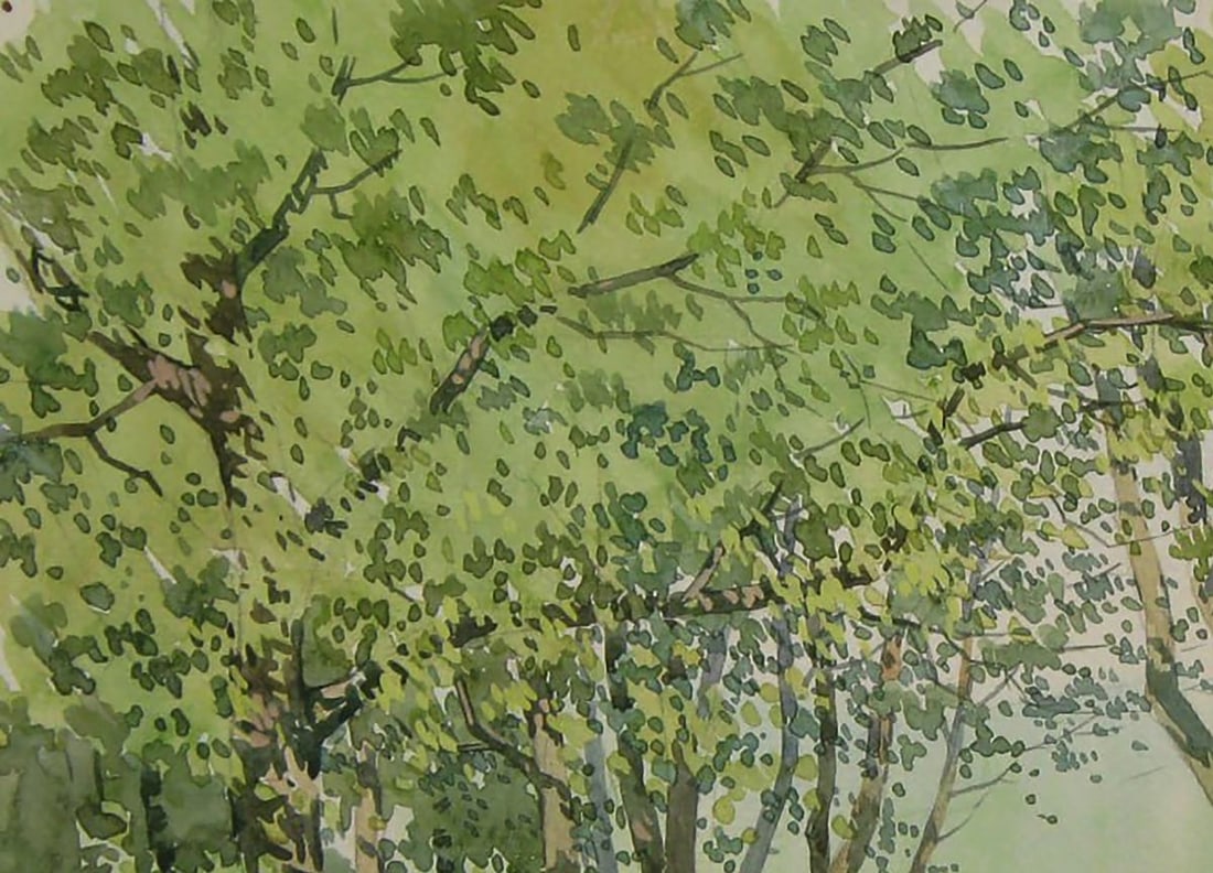 Watercolor painting In the green forest Valery Savenets - 4