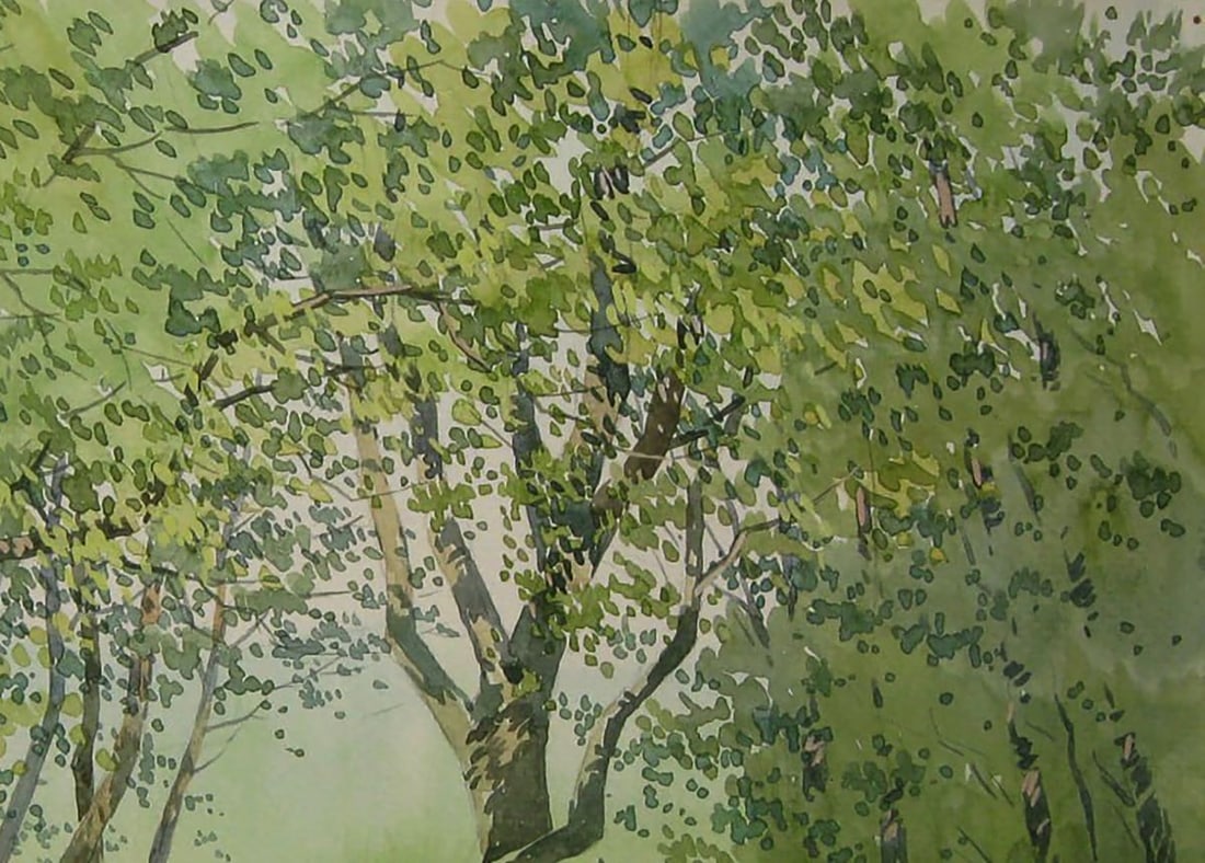 Watercolor painting In the green forest Valery Savenets - 5