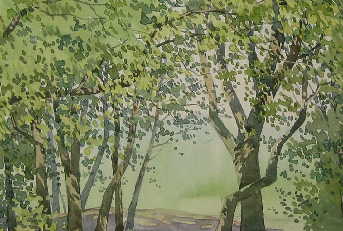 Watercolor painting In the green forest Valery Savenets - 6