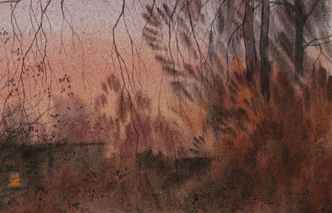 Watercolor painting Evening has come to the city Valery Savenets - 2
