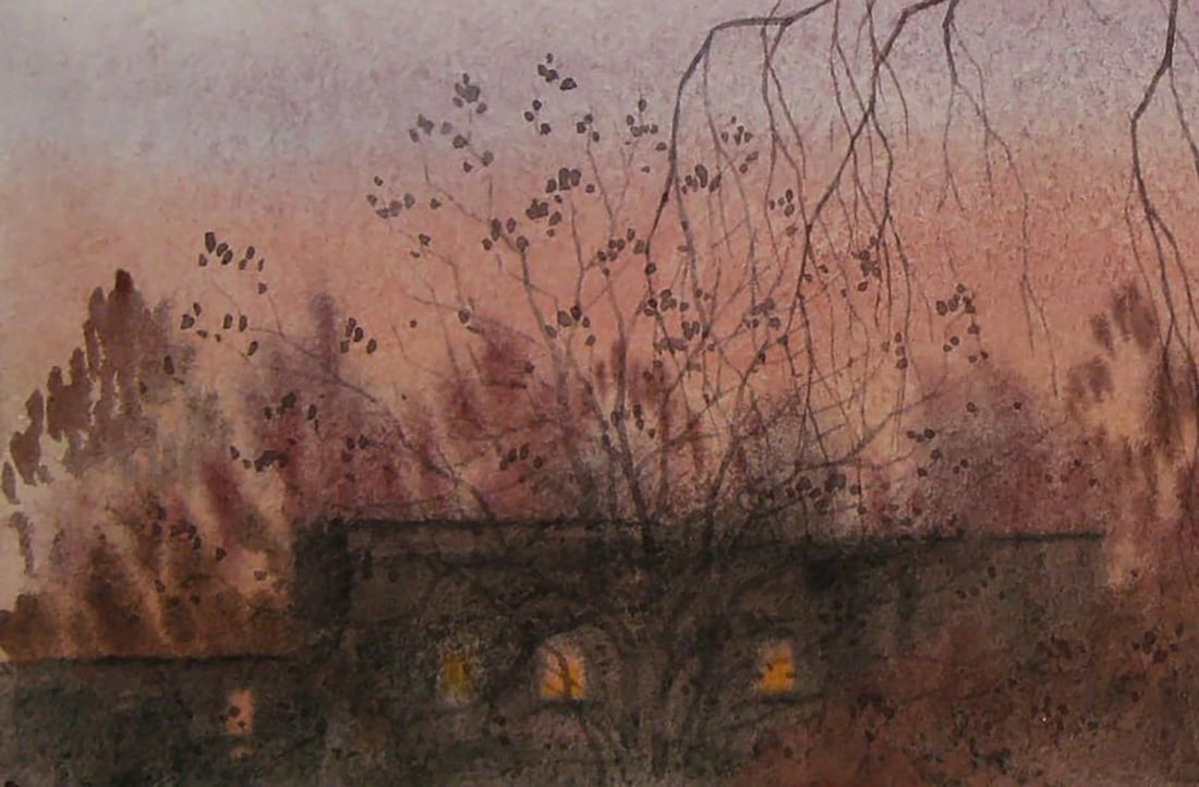Watercolor painting Evening has come to the city Valery Savenets - 3
