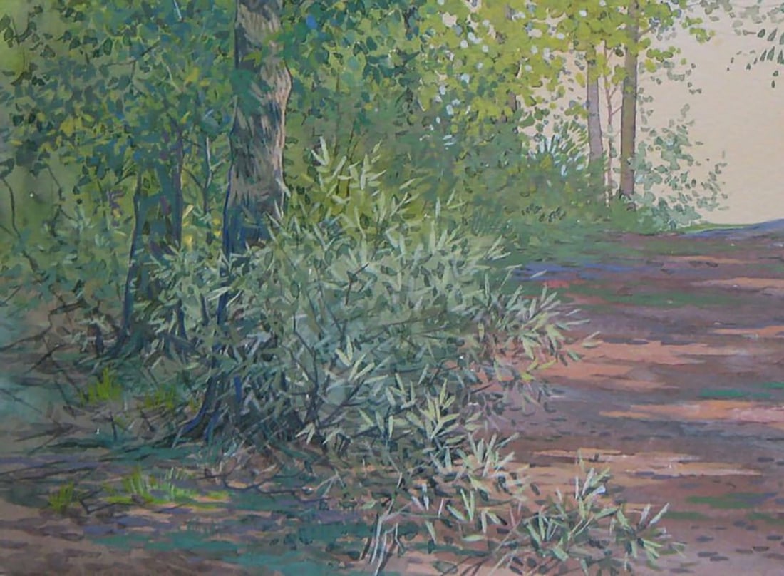 Watercolor painting Path in the summer forest Valery Savenets - 2