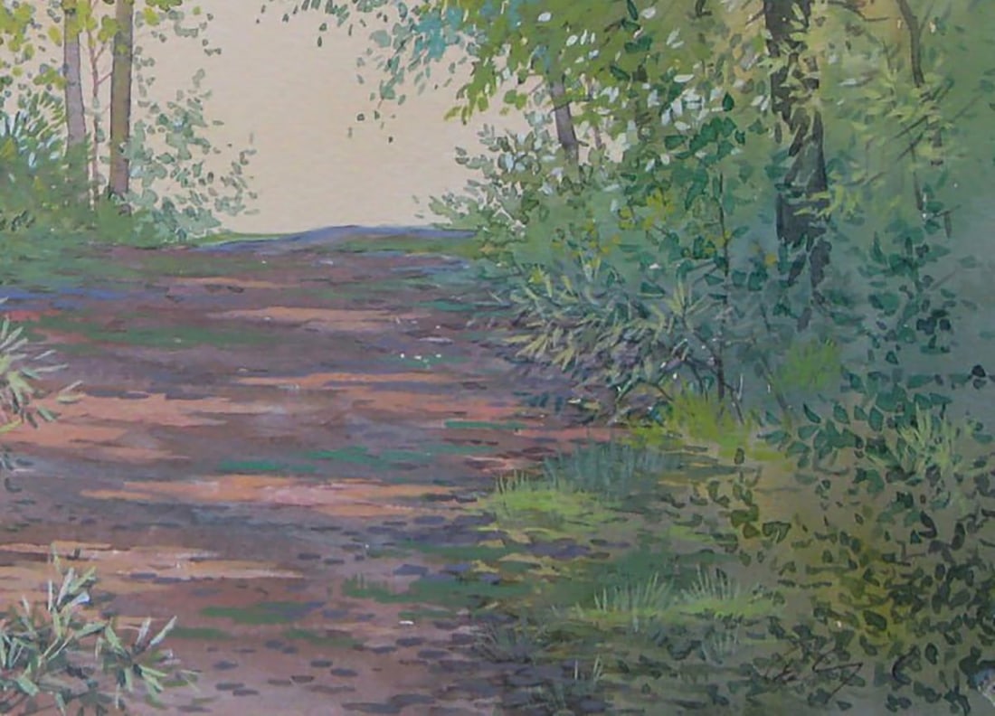 Watercolor painting Path in the summer forest Valery Savenets - 3