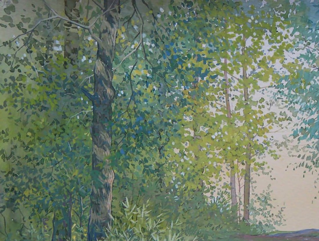 Watercolor painting Path in the summer forest Valery Savenets - 4