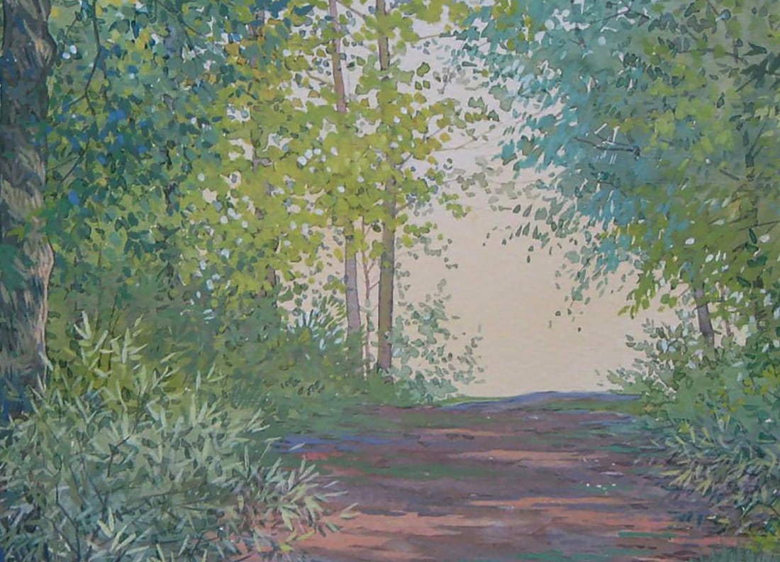 Watercolor painting Path in the summer forest Valery Savenets - 6