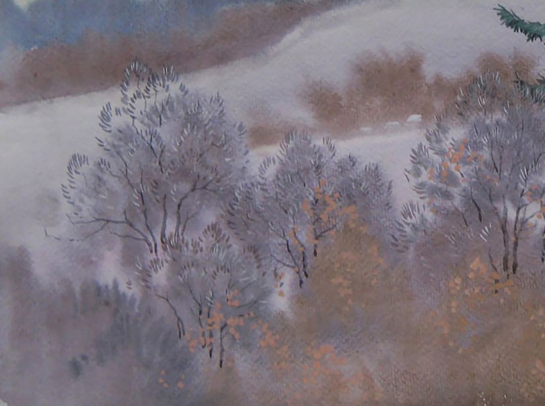 Watercolor painting Winter hills Valery Savenets - 3