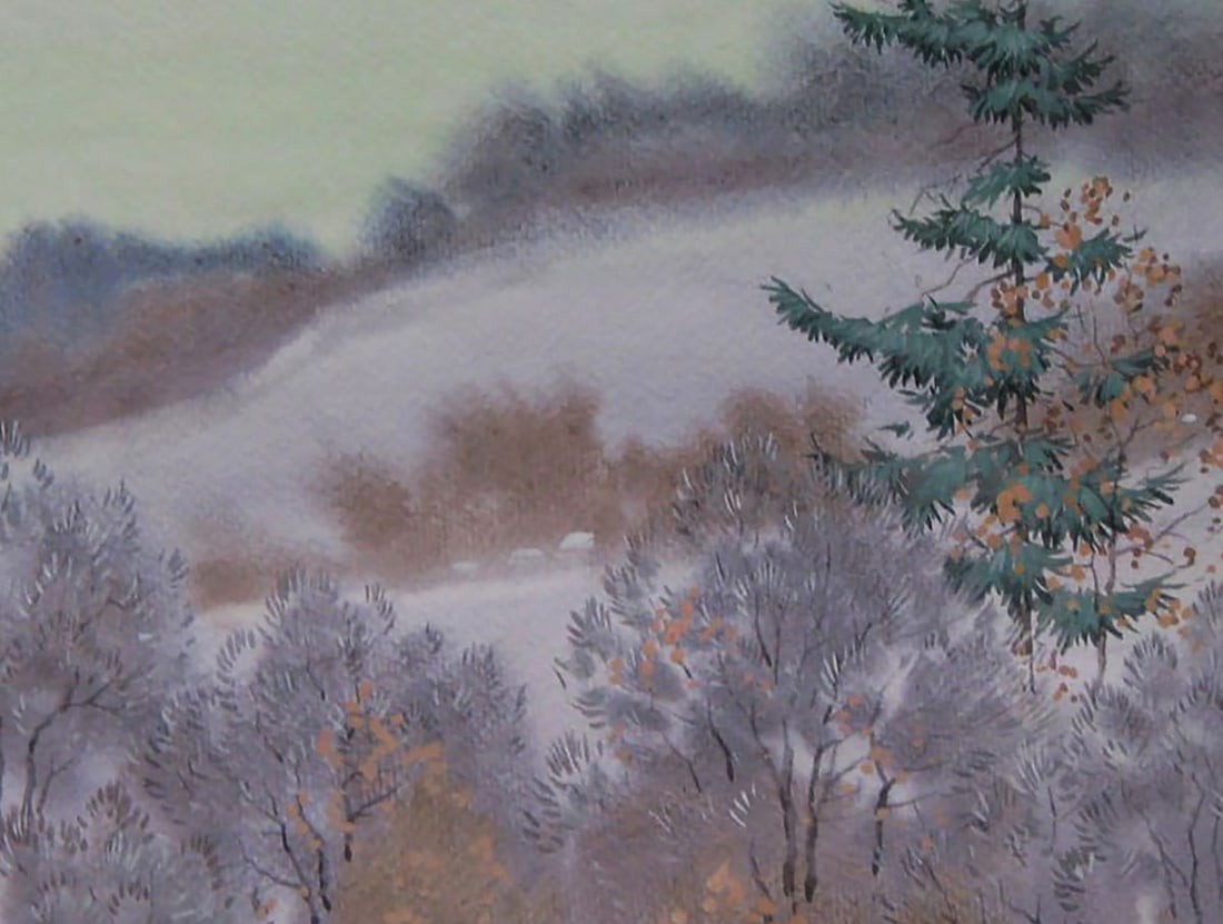 Watercolor painting Winter hills Valery Savenets - 6
