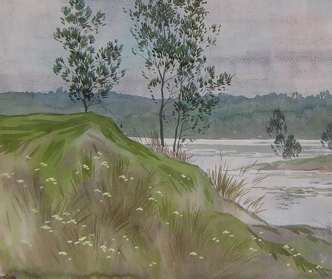 Watercolor painting Winding Summer River Valery Savenets - 3