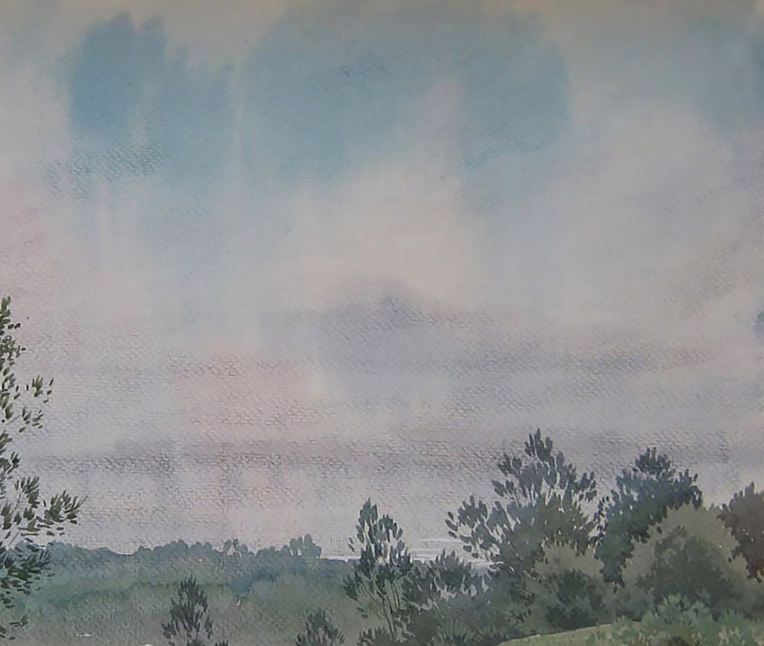 Watercolor painting Winding Summer River Valery Savenets - 5