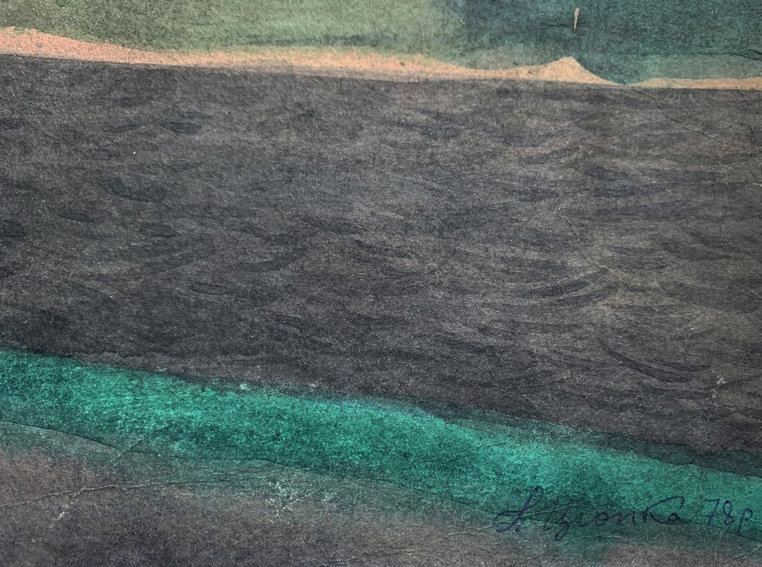 Watercolor painting Rainbow over the village Ivan Tsyupka - 2