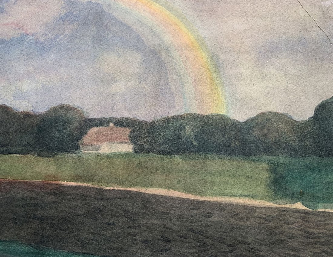 Watercolor painting Rainbow over the village Ivan Tsyupka - 4