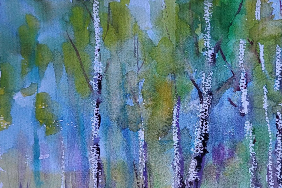 Watercolor painting Spring in the birches Boris Serdyuk - 4