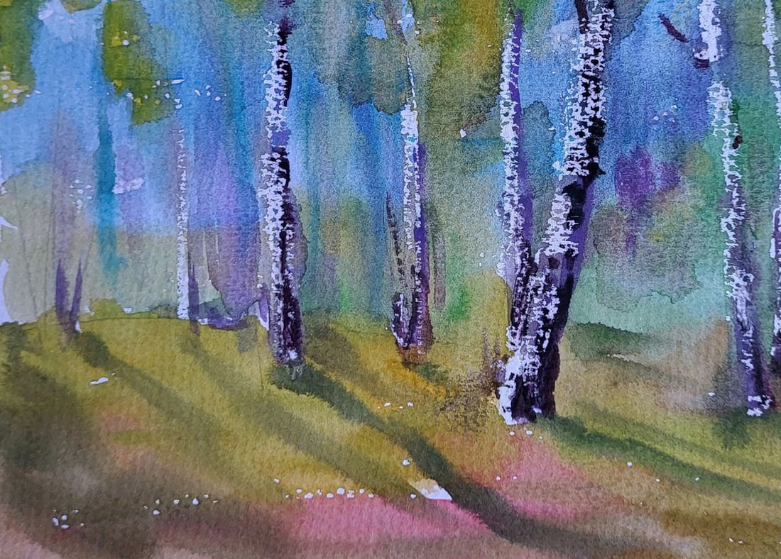Watercolor painting Spring in the birches Boris Serdyuk - 6