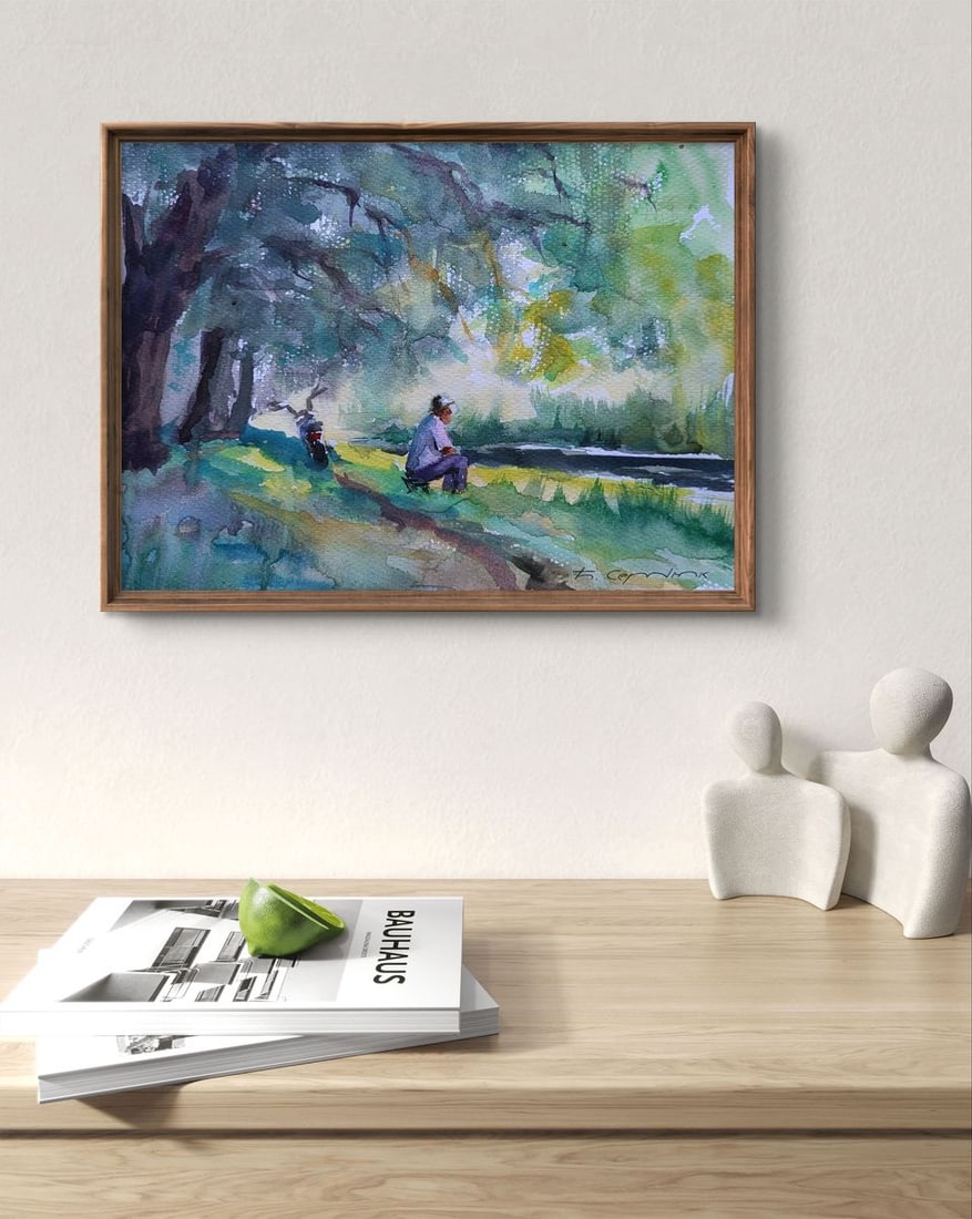 Watercolor painting By the shore of peace Boris Serdyuk - 2