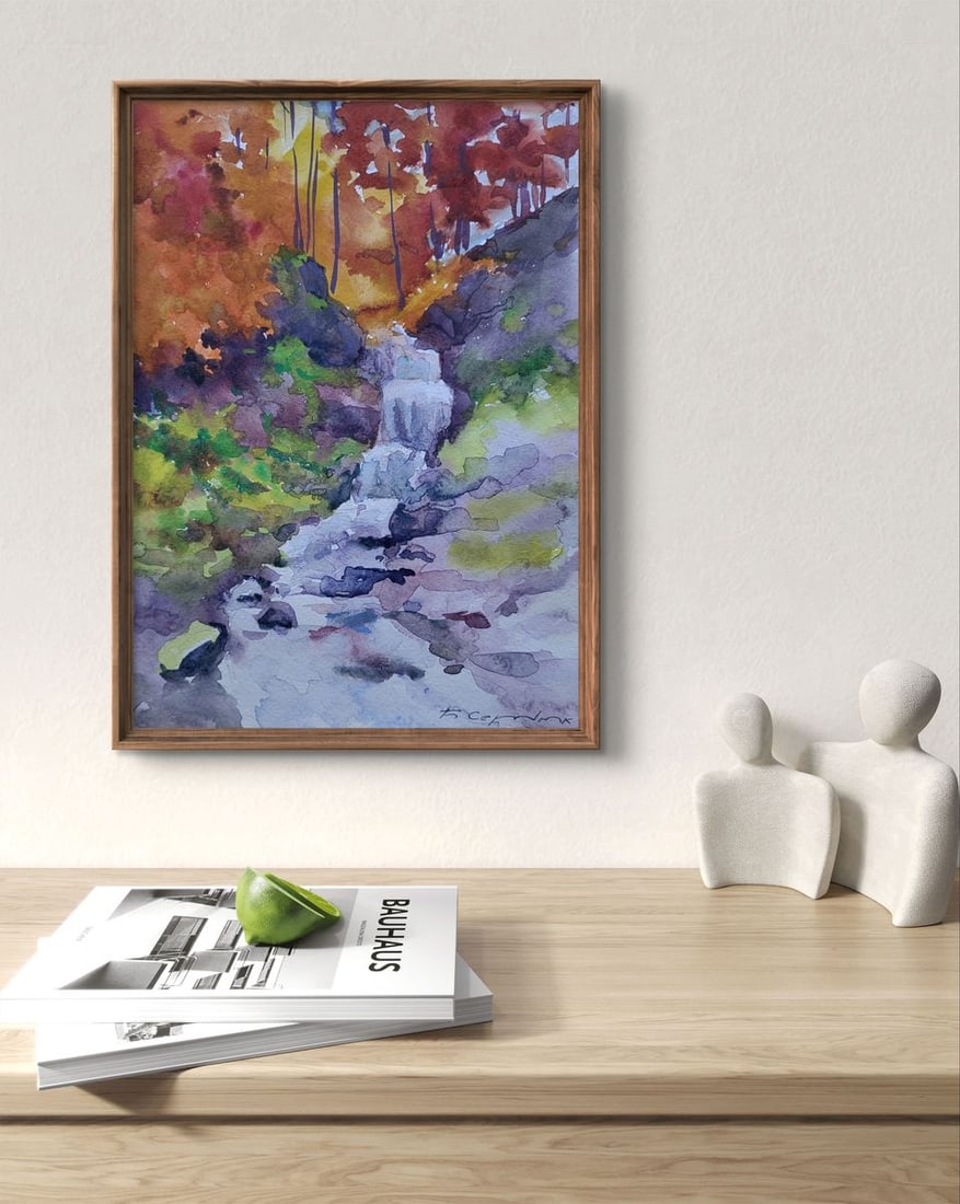 Watercolor painting Whispering stream Boris Serdyuk - 2