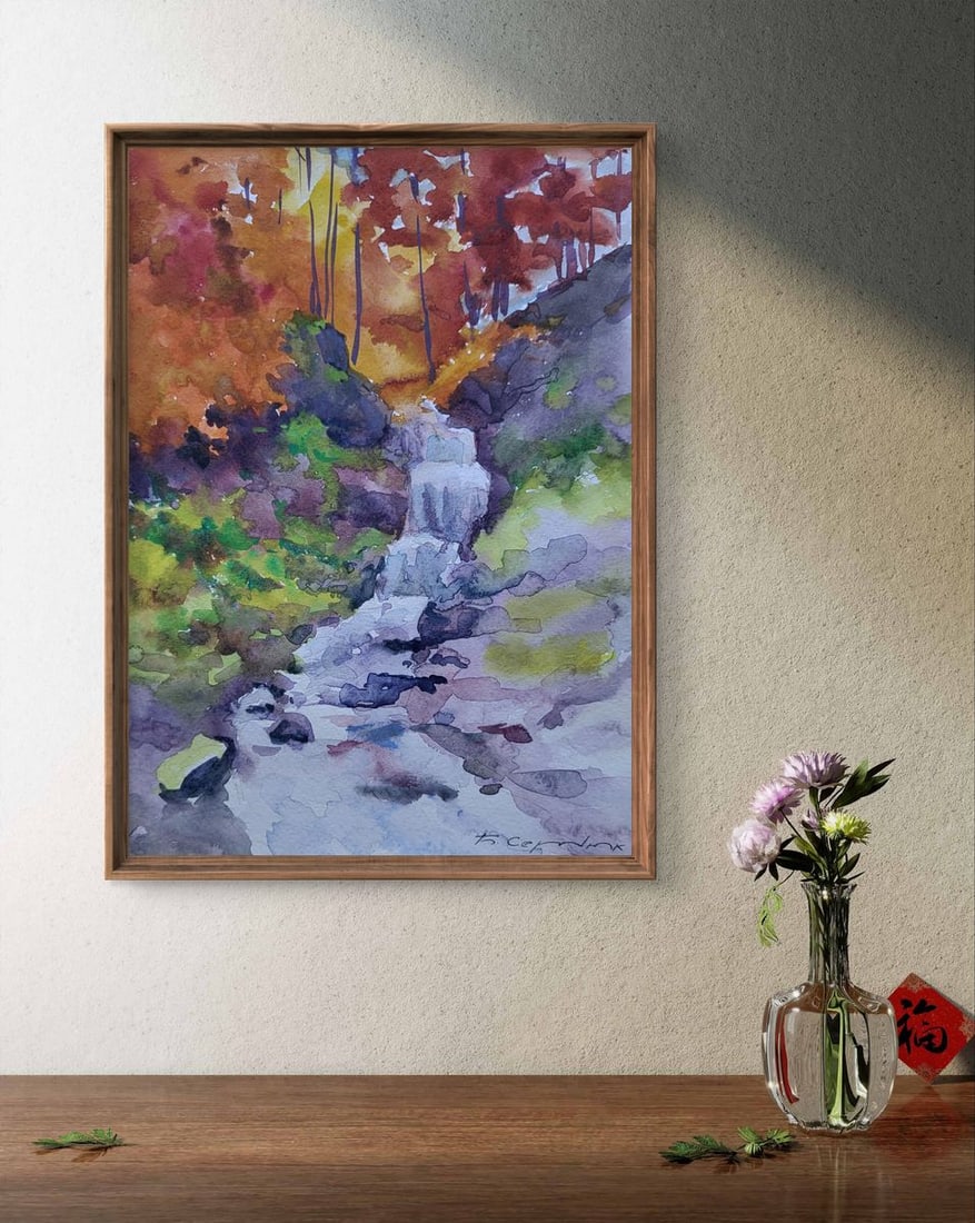 Watercolor painting Whispering stream Boris Serdyuk - 3