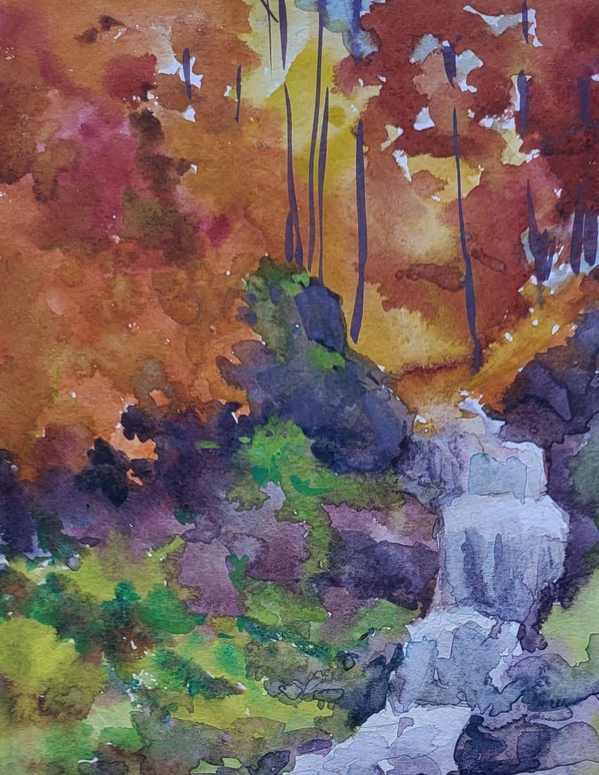 Watercolor painting Whispering stream Boris Serdyuk - 4