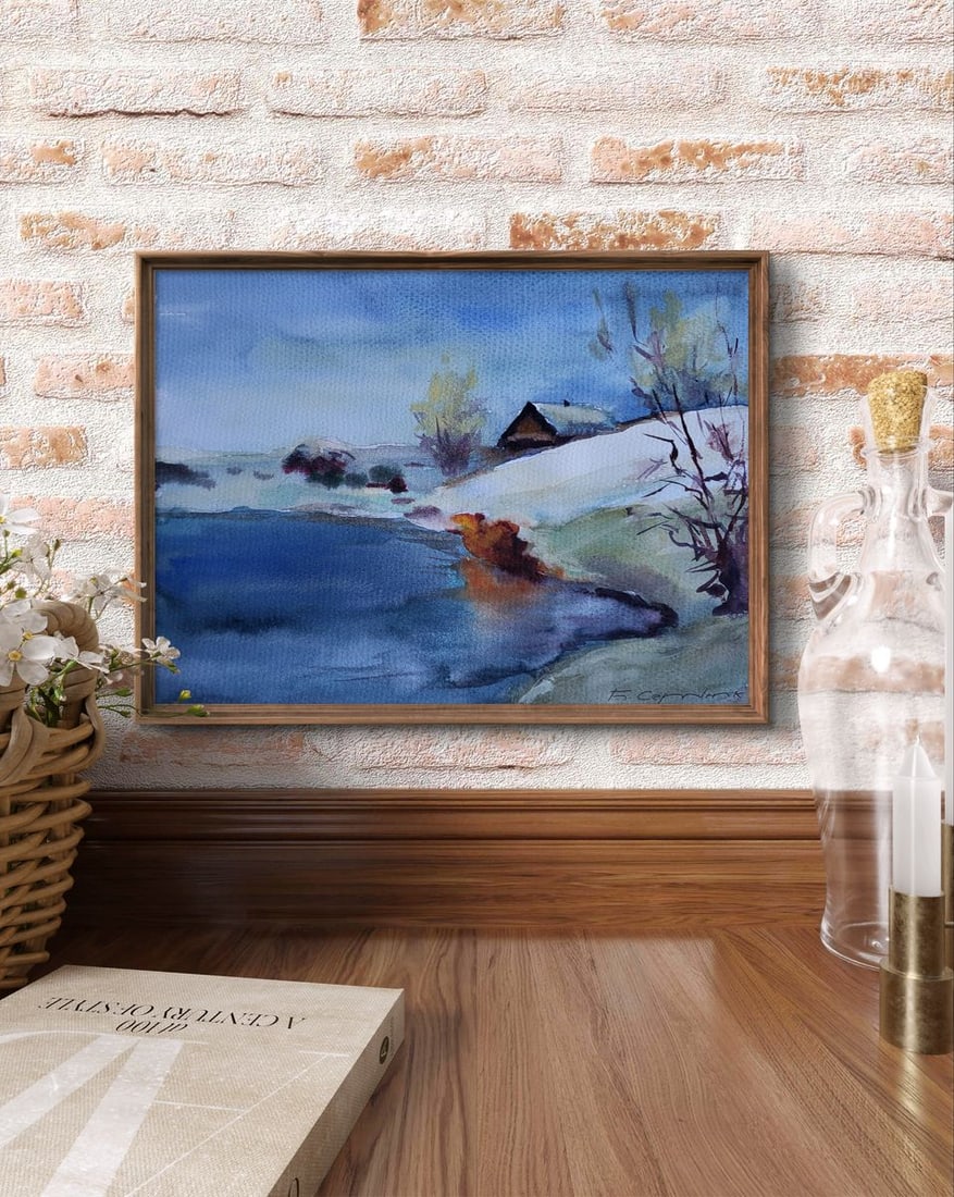 Watercolor painting Under a snowy sky Boris Serdyuk - 2