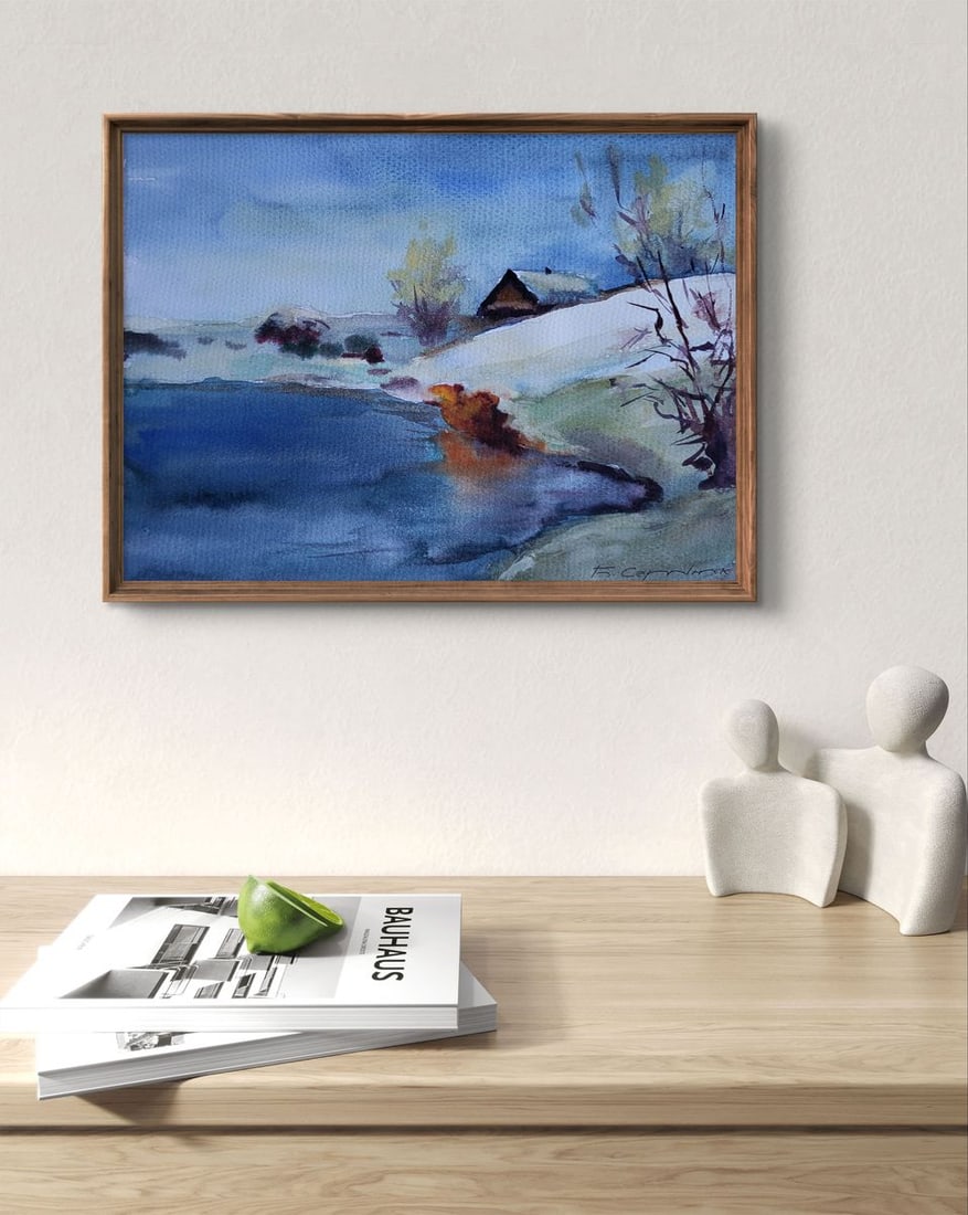 Watercolor painting Under a snowy sky Boris Serdyuk - 3