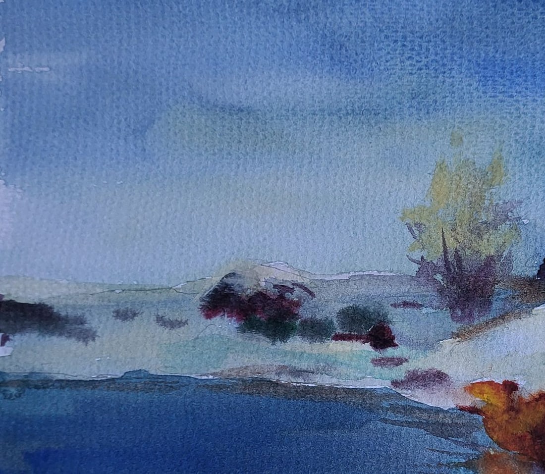 Watercolor painting Under a snowy sky Boris Serdyuk - 4