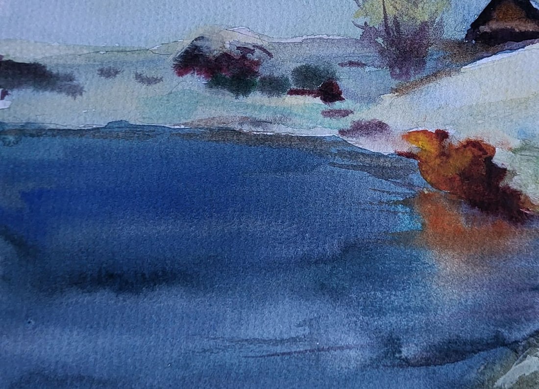 Watercolor painting Under a snowy sky Boris Serdyuk - 6