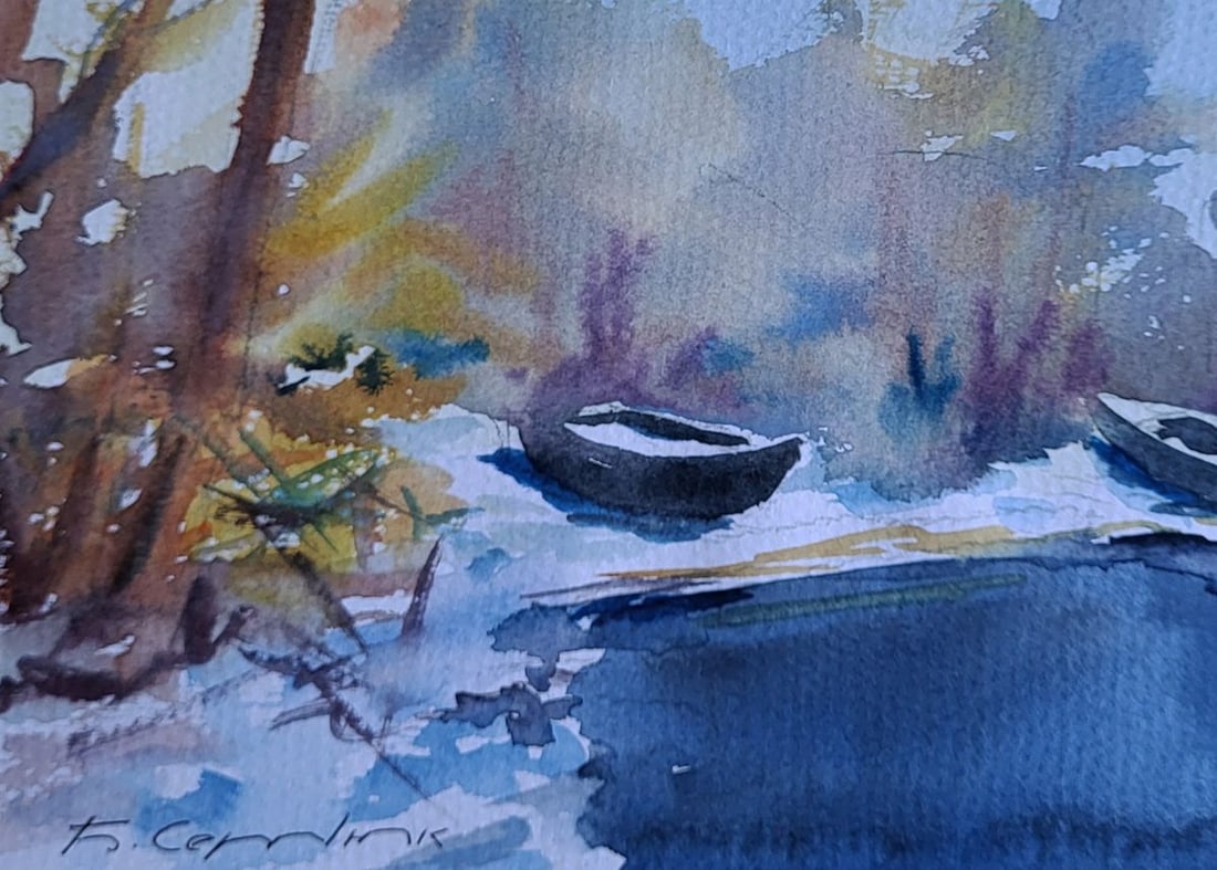 Watercolor painting Snowy morning light Boris Serdyuk - 6