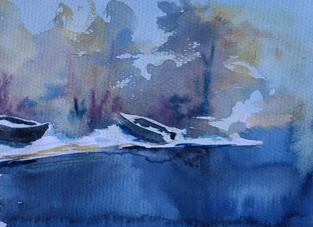 Watercolor painting Snowy morning light Boris Serdyuk - 7