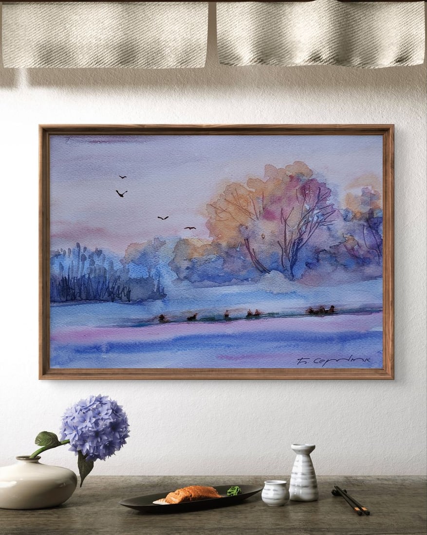 Watercolor painting Winter wonder Boris Serdyuk - 3