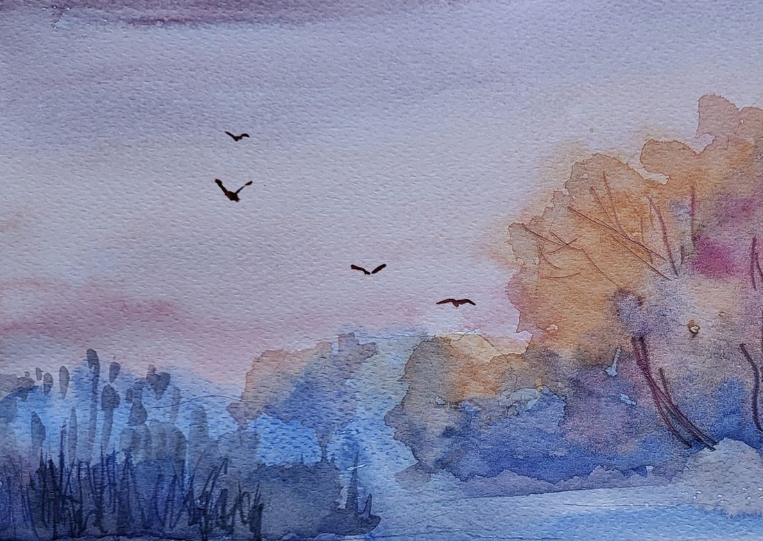 Watercolor painting Winter wonder Boris Serdyuk - 4