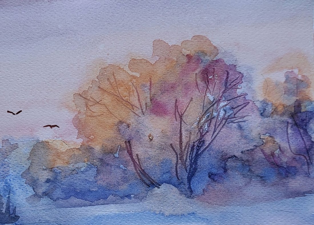 Watercolor painting Winter wonder Boris Serdyuk - 5
