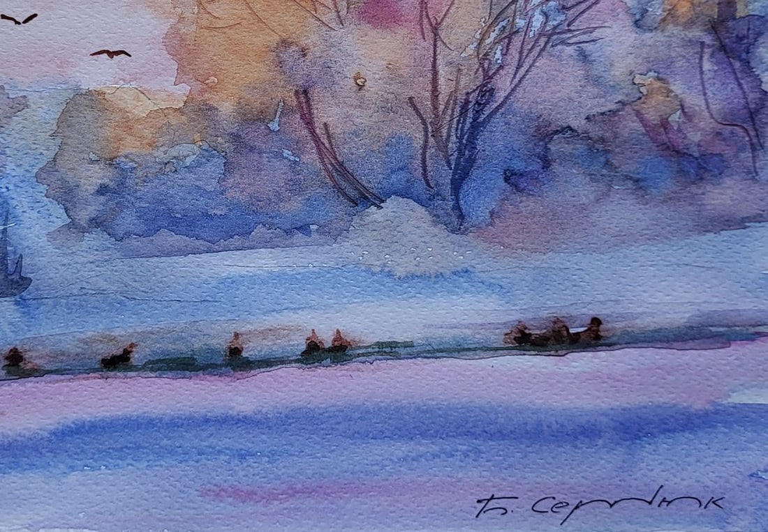 Watercolor painting Winter wonder Boris Serdyuk - 7