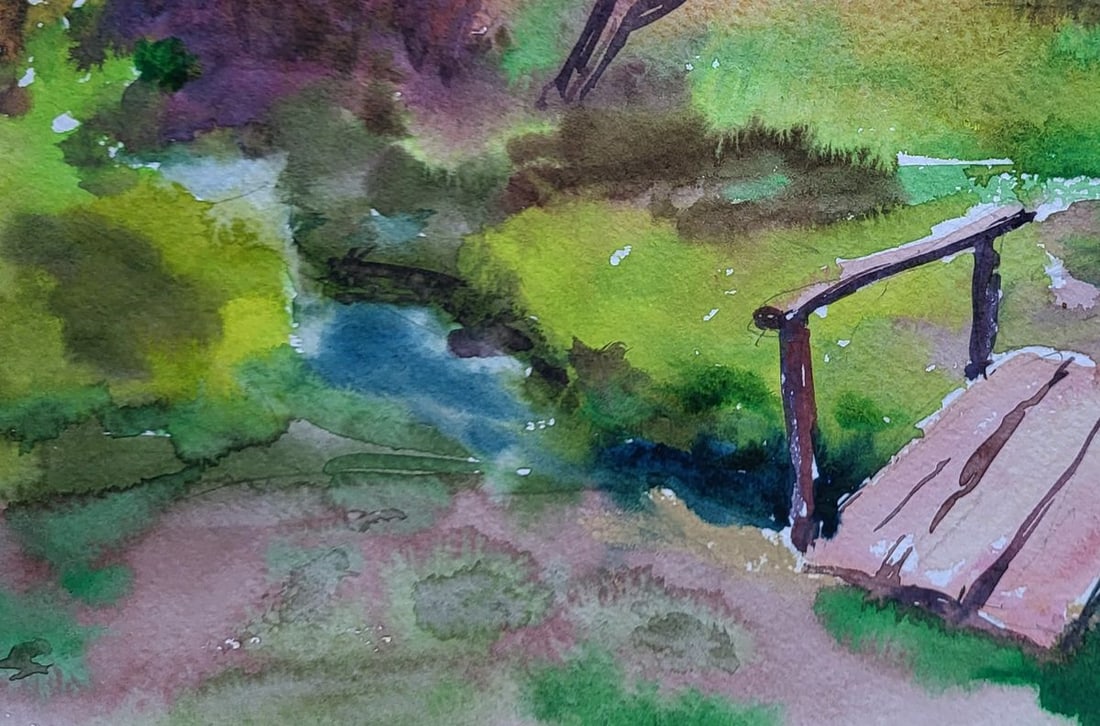 Watercolor painting Step across water Boris Serdyuk - 6