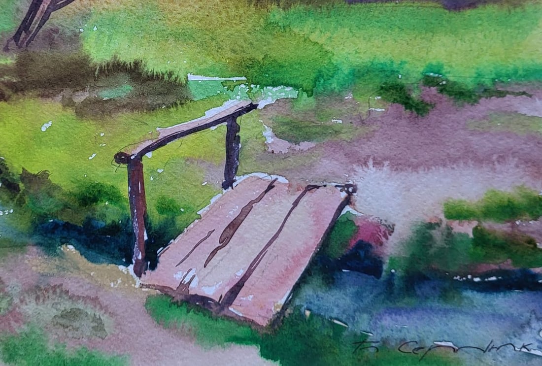 Watercolor painting Step across water Boris Serdyuk - 7