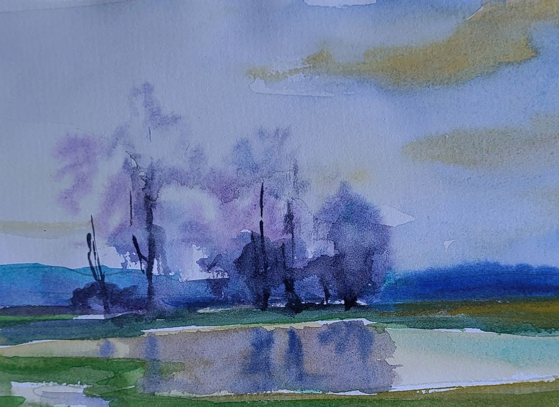 Watercolor painting Lake in the woods Boris Serdyuk - 4