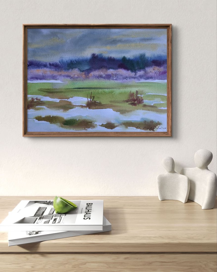 Watercolor painting First snow silence Boris Serdyuk - 2