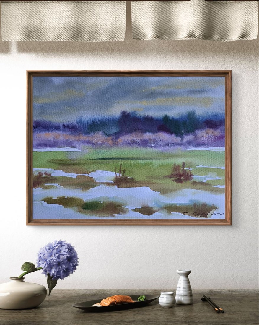 Watercolor painting First snow silence Boris Serdyuk - 3