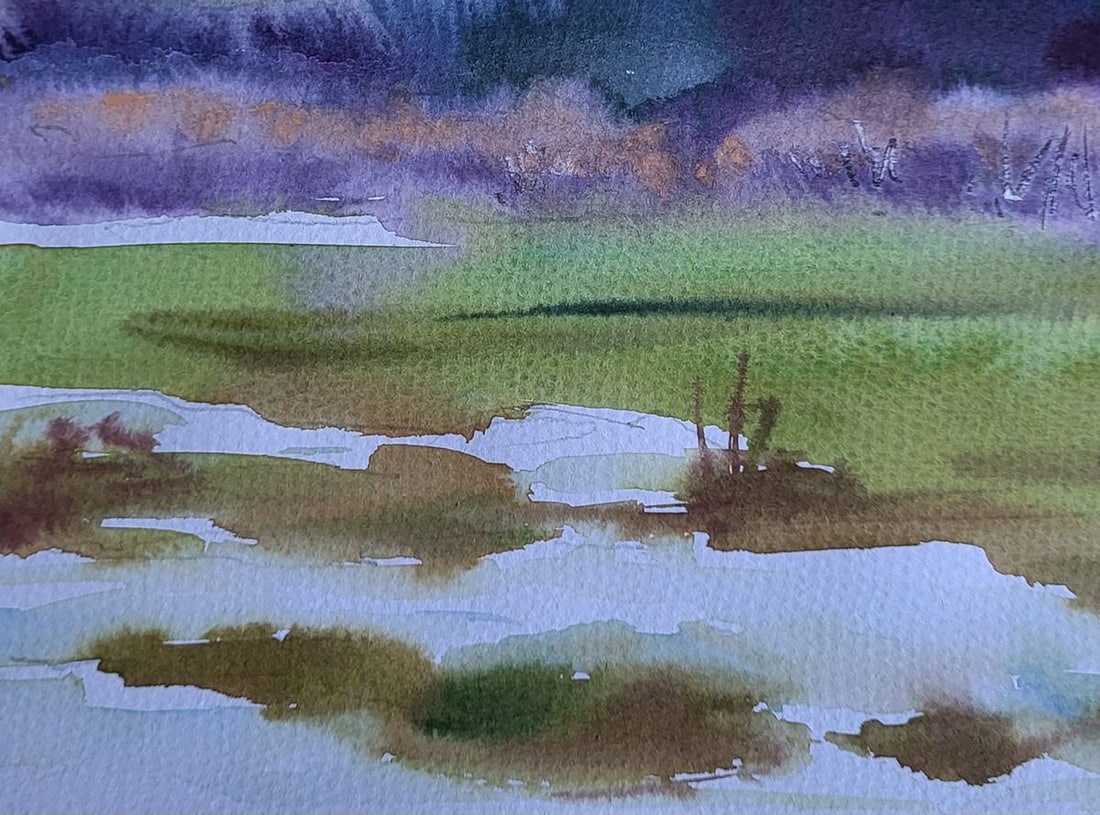 Watercolor painting First snow silence Boris Serdyuk - 6