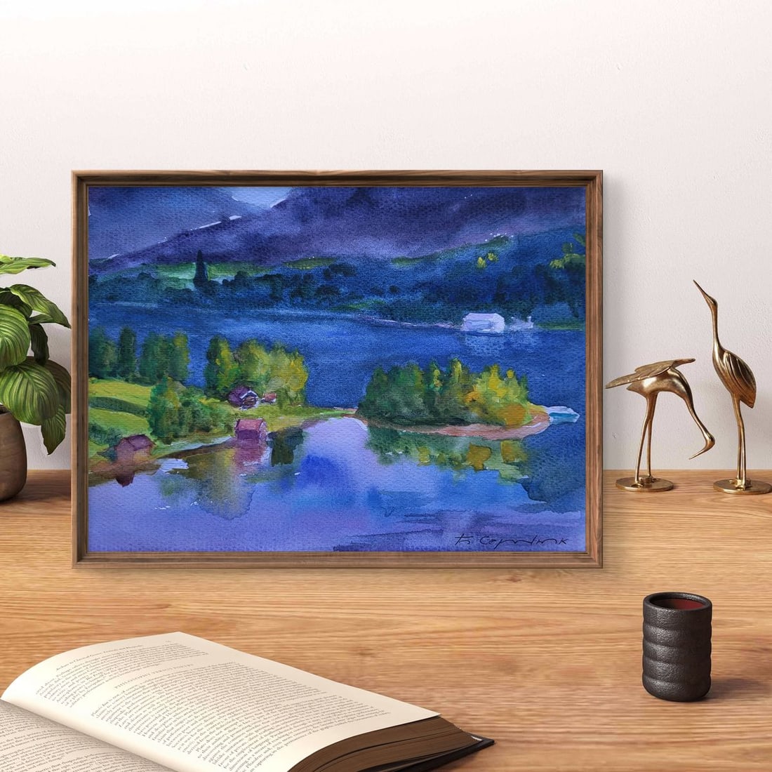 Watercolor painting Clouds over town Boris Serdyuk - 3