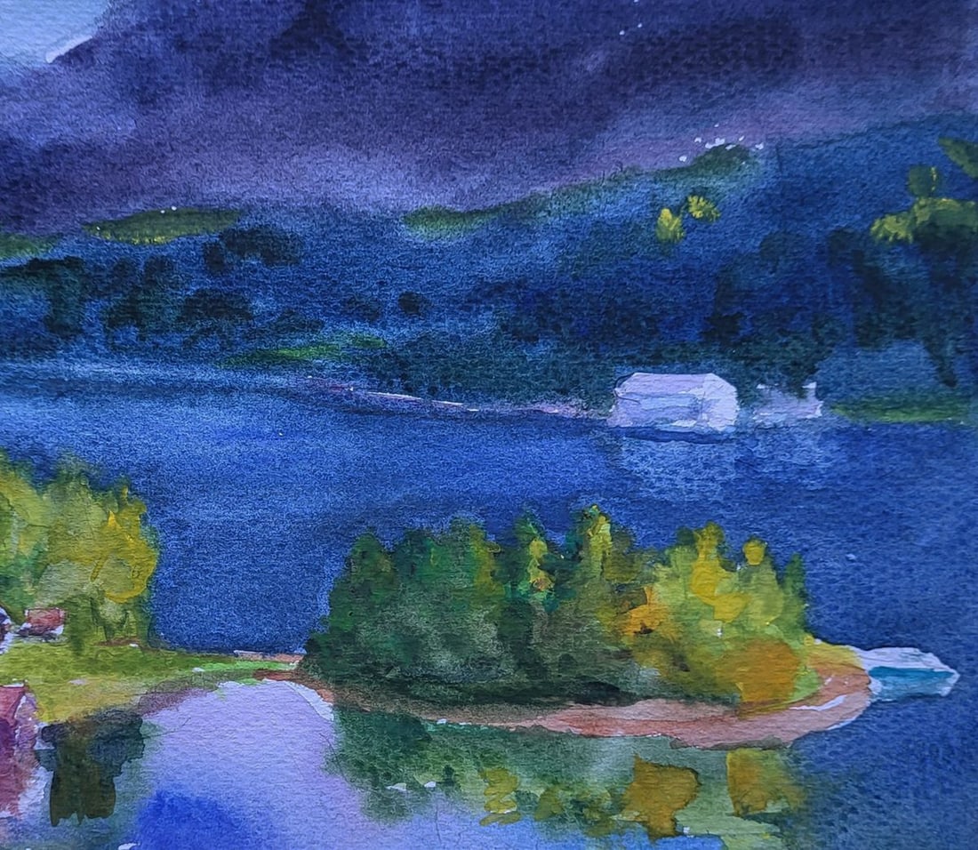 Watercolor painting Clouds over town Boris Serdyuk - 5