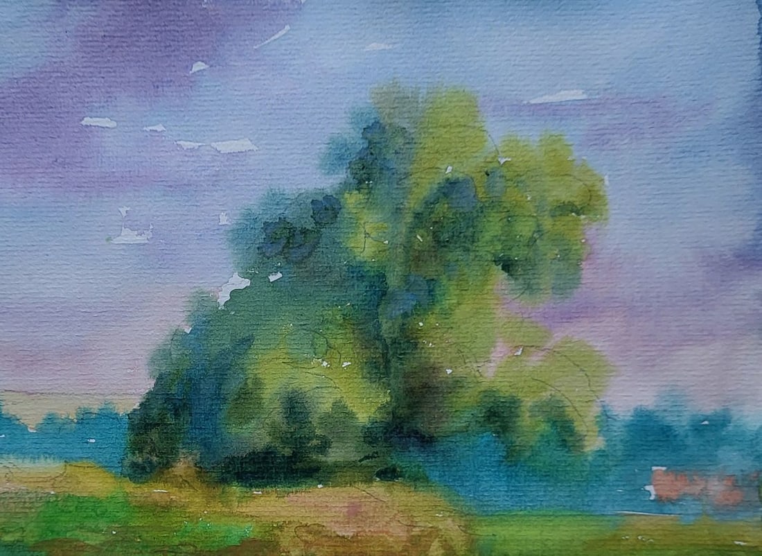 Watercolor painting August summer day Boris Serdyuk - 5