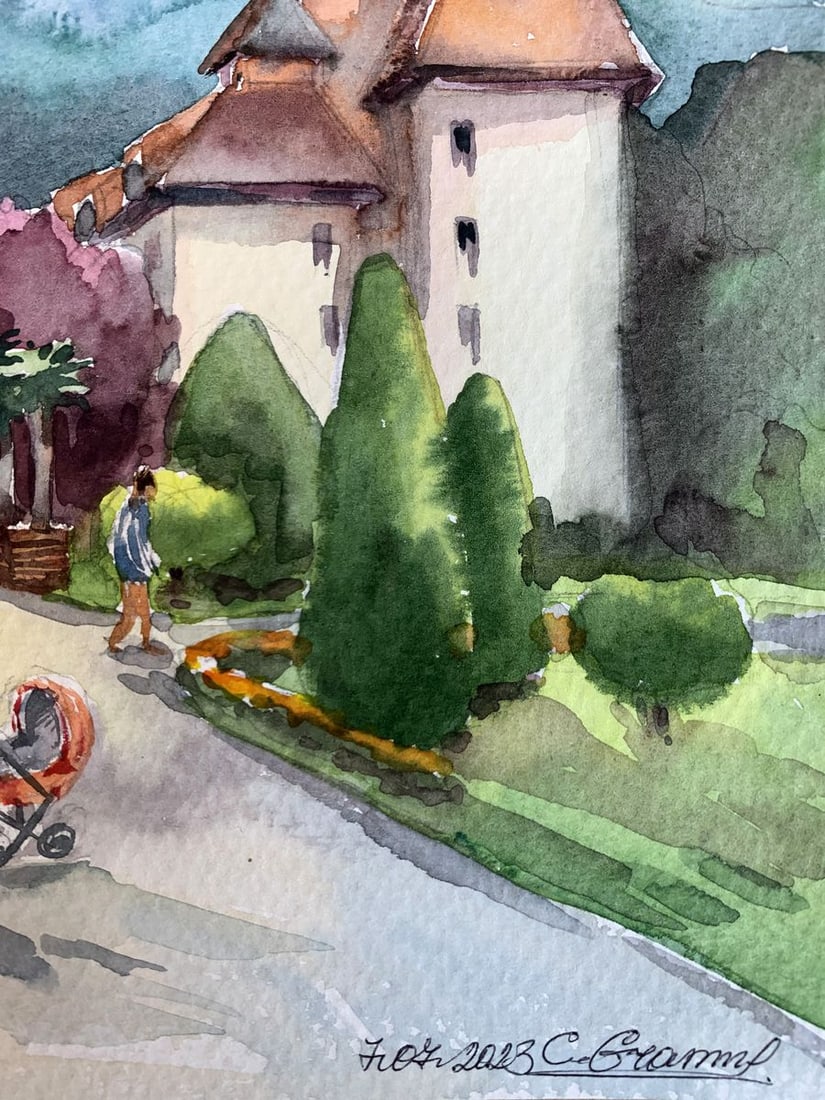 Watercolor painting Joy at the fountain Svetlana Gramm - 11