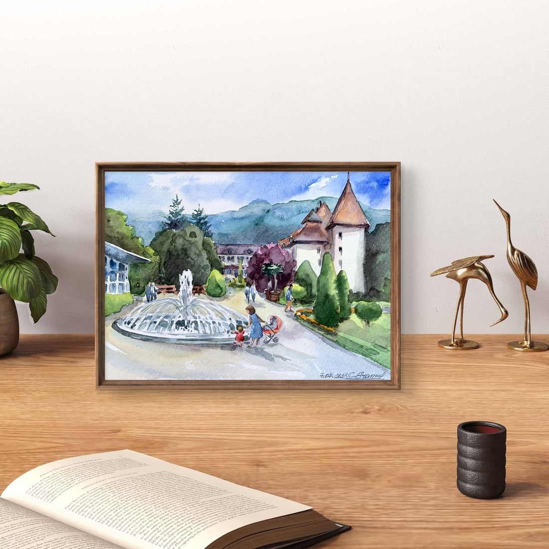 Watercolor painting Joy at the fountain Svetlana Gramm - 2