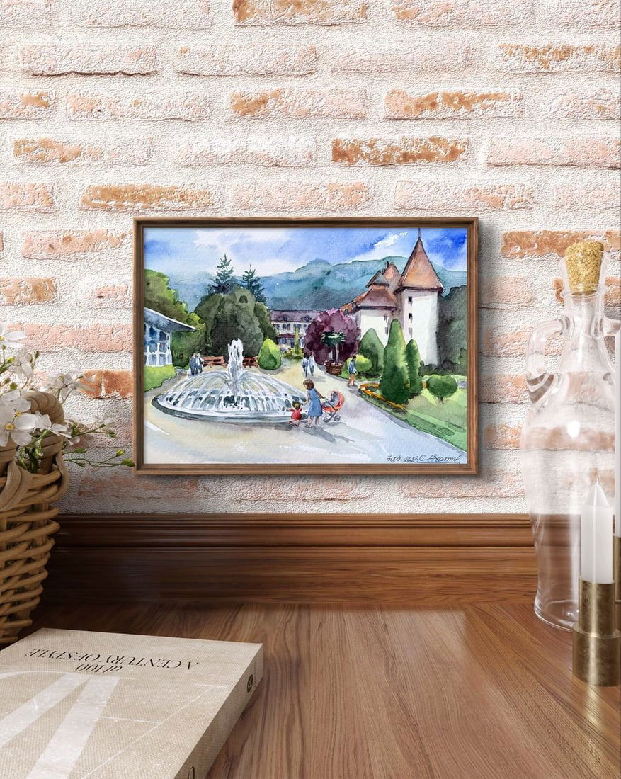 Watercolor painting Joy at the fountain Svetlana Gramm - 3