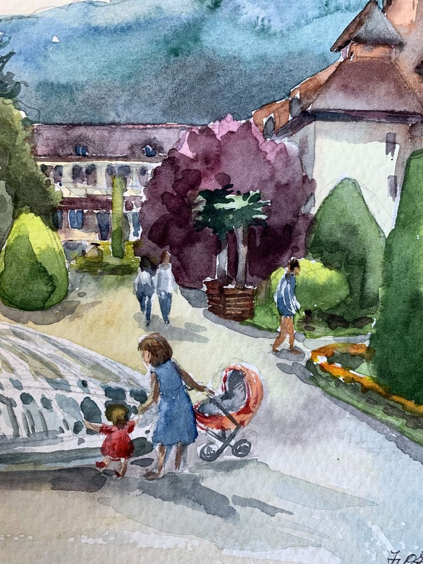 Watercolor painting Joy at the fountain Svetlana Gramm - 8
